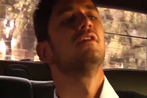 pretty brawny dude receives covered In cum In The Car