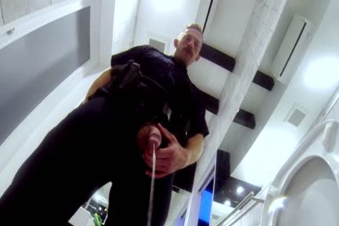 Buff Cop piddles And Cums