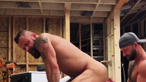 Pup & Tank poke bare All Over A Construction site - American Sex