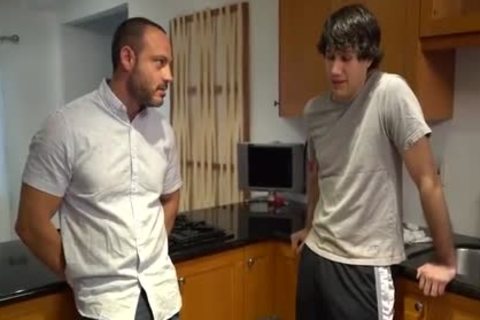 Hard slamming in tandem with athletic hunk