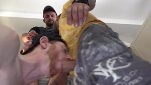 two Tradie Geezers Paint Unlucky Ginger's snatch White With jizz before Shift