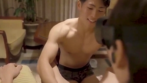 OF – Hotboy Jin Wears VR Glasses And His best friend help Masturbate