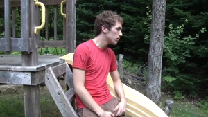 Next Door Twink: Stroking His Big Cock Under the Trees